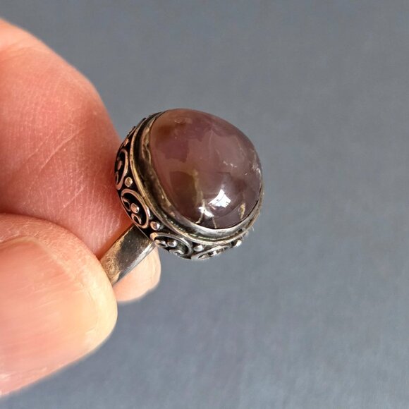 Sterling silver 925 ring with cabochon Amethyst stone. - Picture 1 of 11